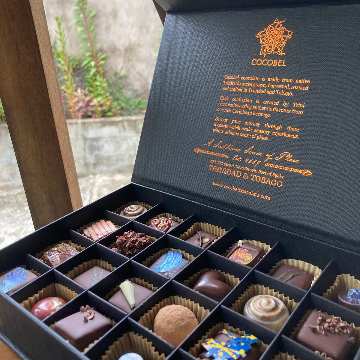 24-Piece Luxury Artisan Bonbon Gift Box | Black Linen Trinidad Chocolate Collection