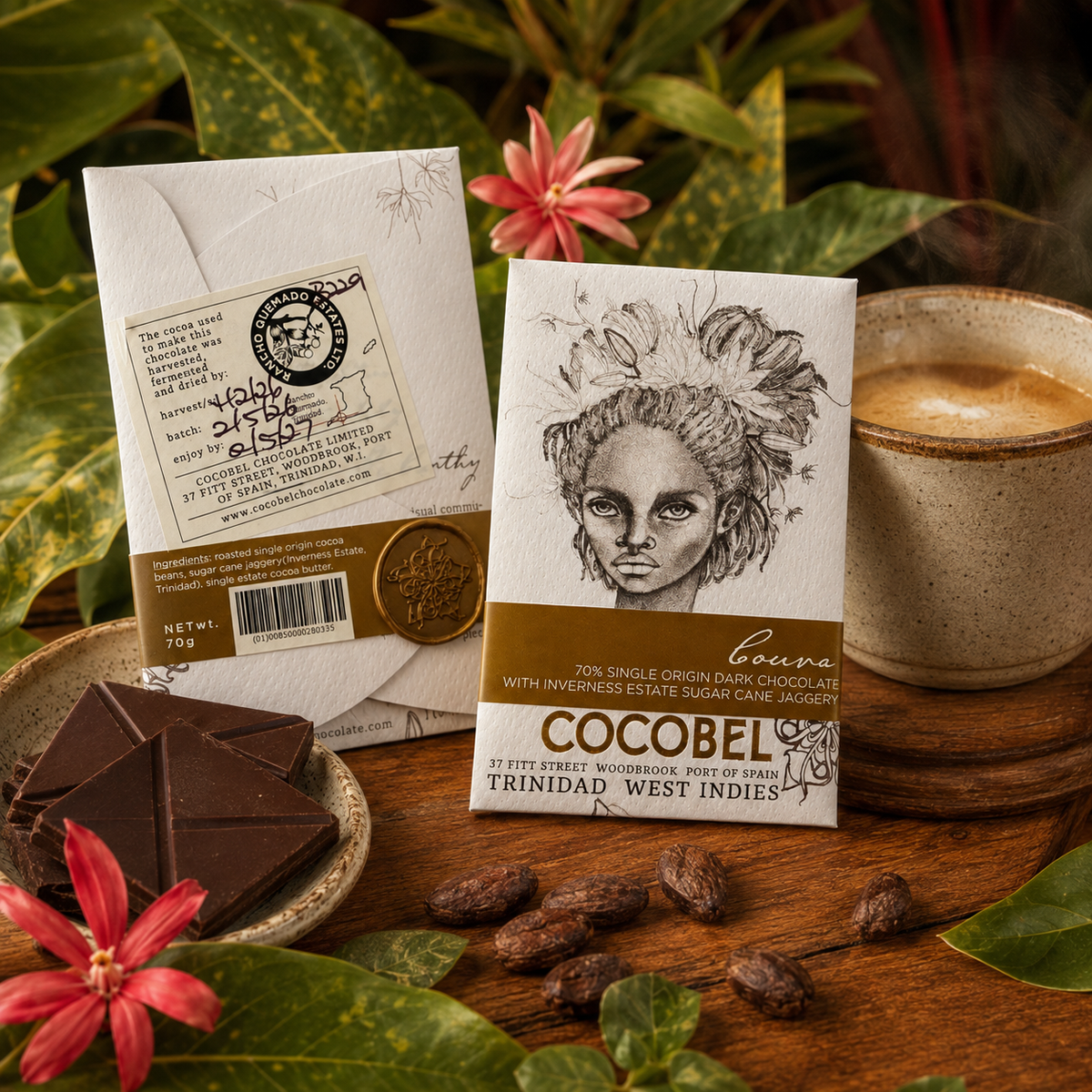 Couva 70% Dark Chocolate with Inverness Jaggery Sugar | Single-Estate Trinitario Chocolate | Award-Winning