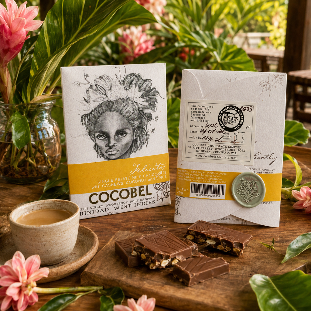 Felicity Spiced Milk Chocolate with Cashew, Coconut & Cardamom | Award-Winning Trinidad Chocolate