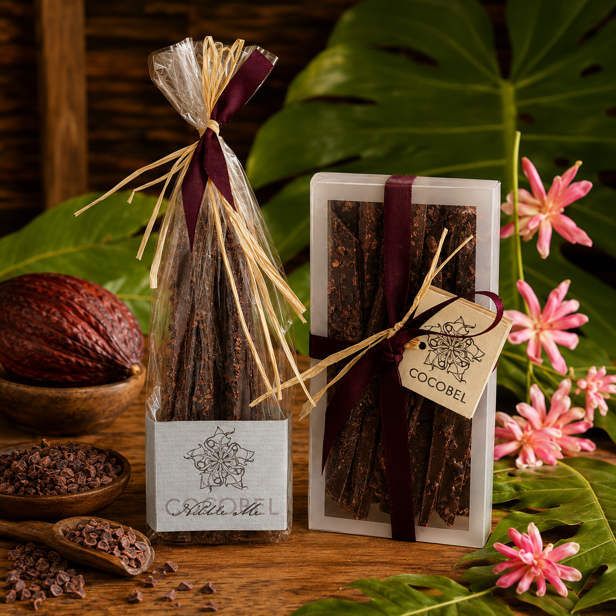 Nibble Me Chocolate Bark | 65% Dark Chocolate with Roasted Cocoa Nibs | Artisan Chocolate from Trinidad & Tobago