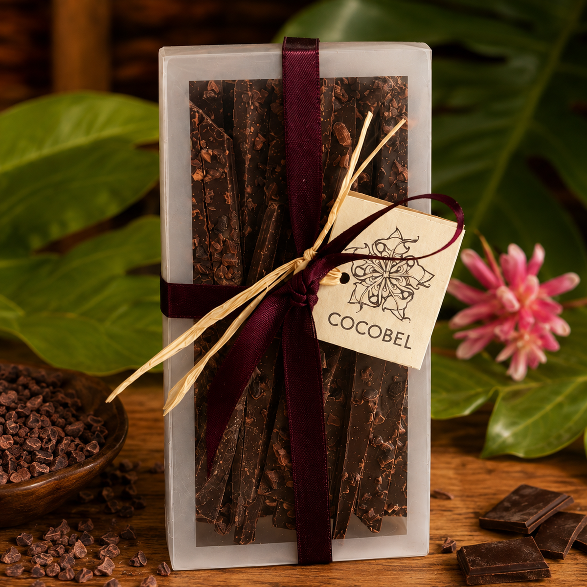 Nibble Me Chocolate Bark | 65% Dark Chocolate with Roasted Cocoa Nibs | Artisan Chocolate from Trinidad & Tobago