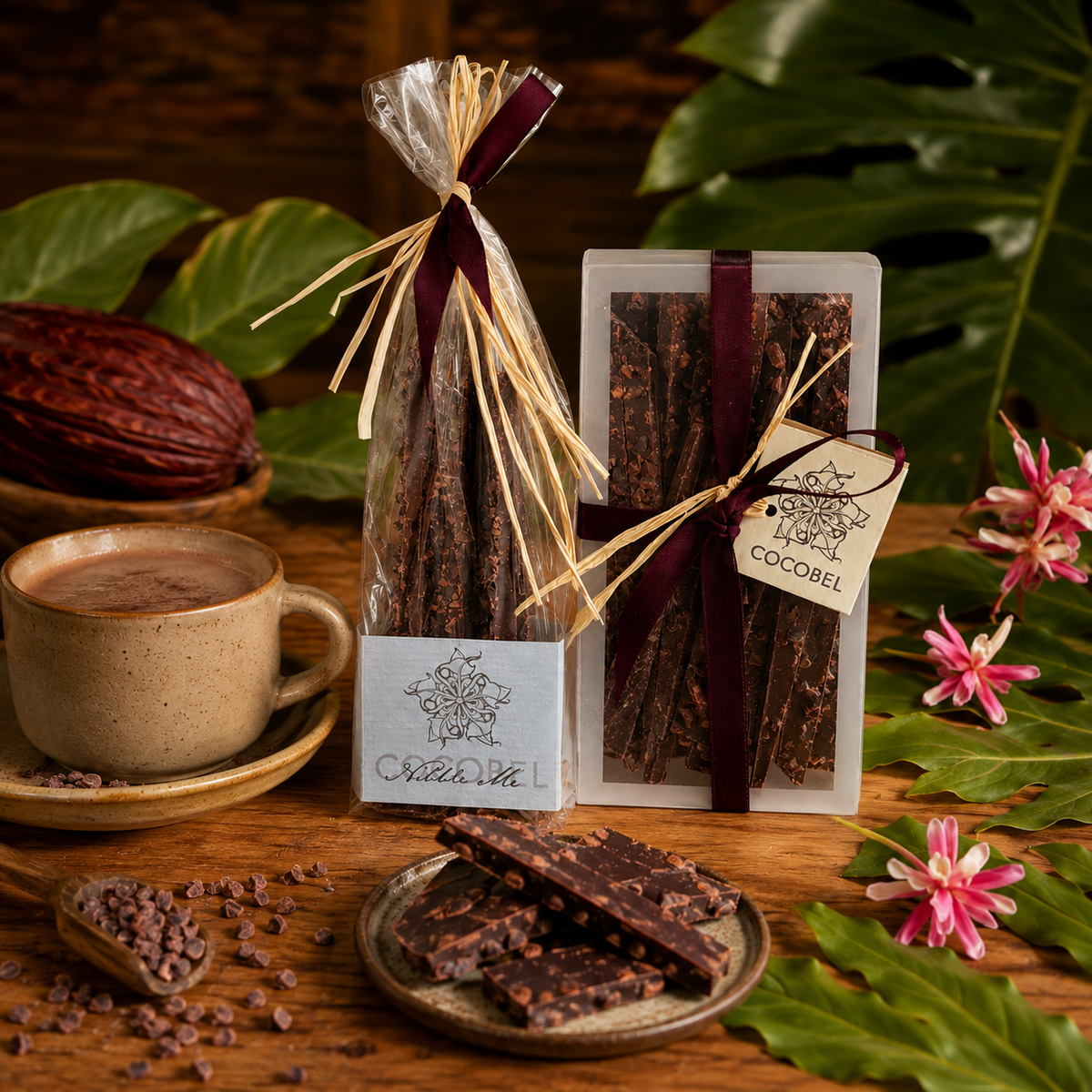 Nibble Me Chocolate Bark | 65% Dark Chocolate with Roasted Cocoa Nibs | Artisan Chocolate from Trinidad & Tobago