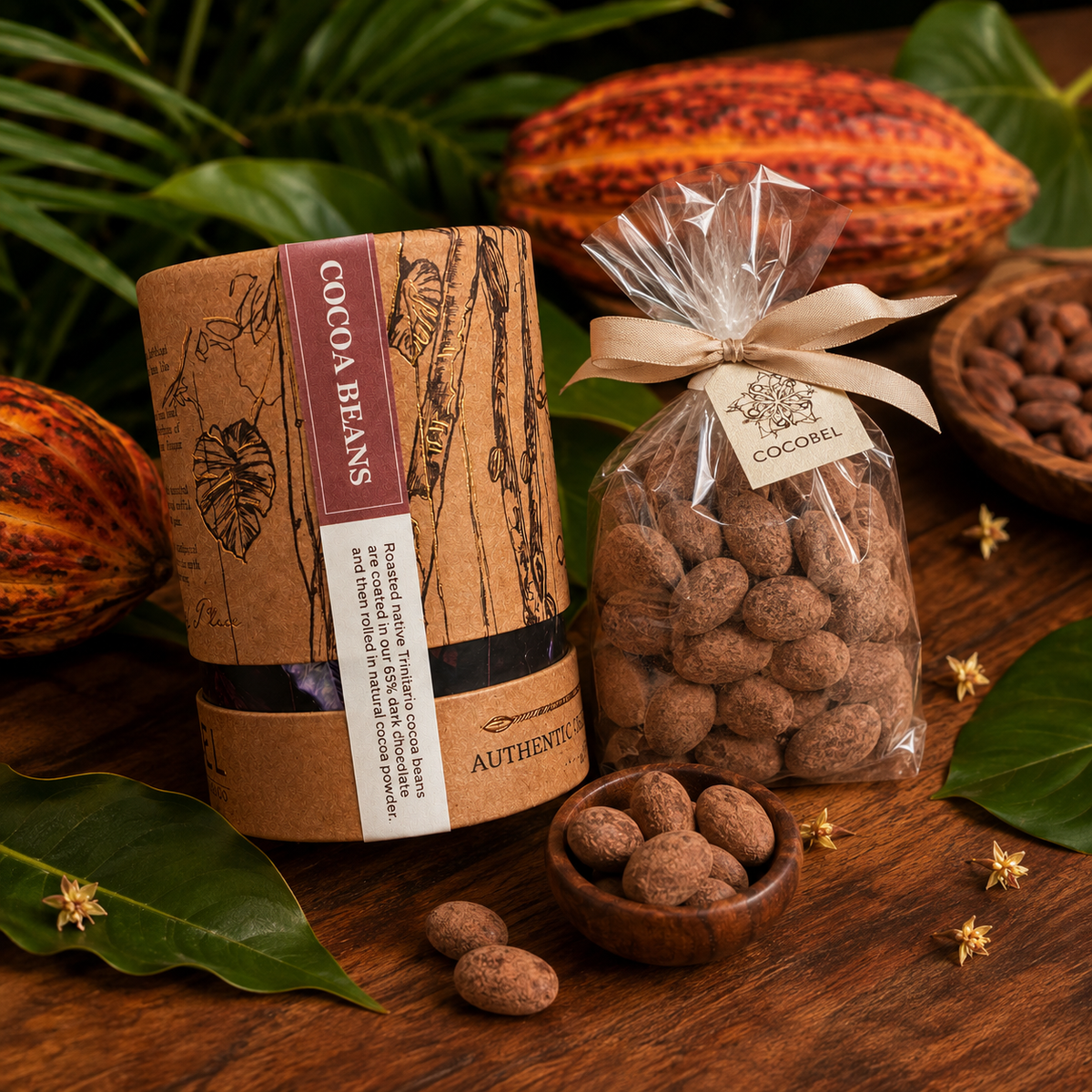 Cocoa Bean Dragées | Whole Roasted Cocoa Beans Coated in 65% Dark Chocolate | Artisan Trinidad Chocolate