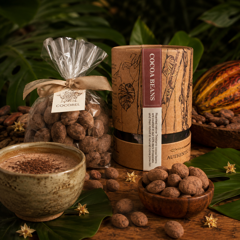Cocoa Bean Dragées | Whole Roasted Cocoa Beans Coated in 65% Dark Chocolate | Artisan Trinidad Chocolate
