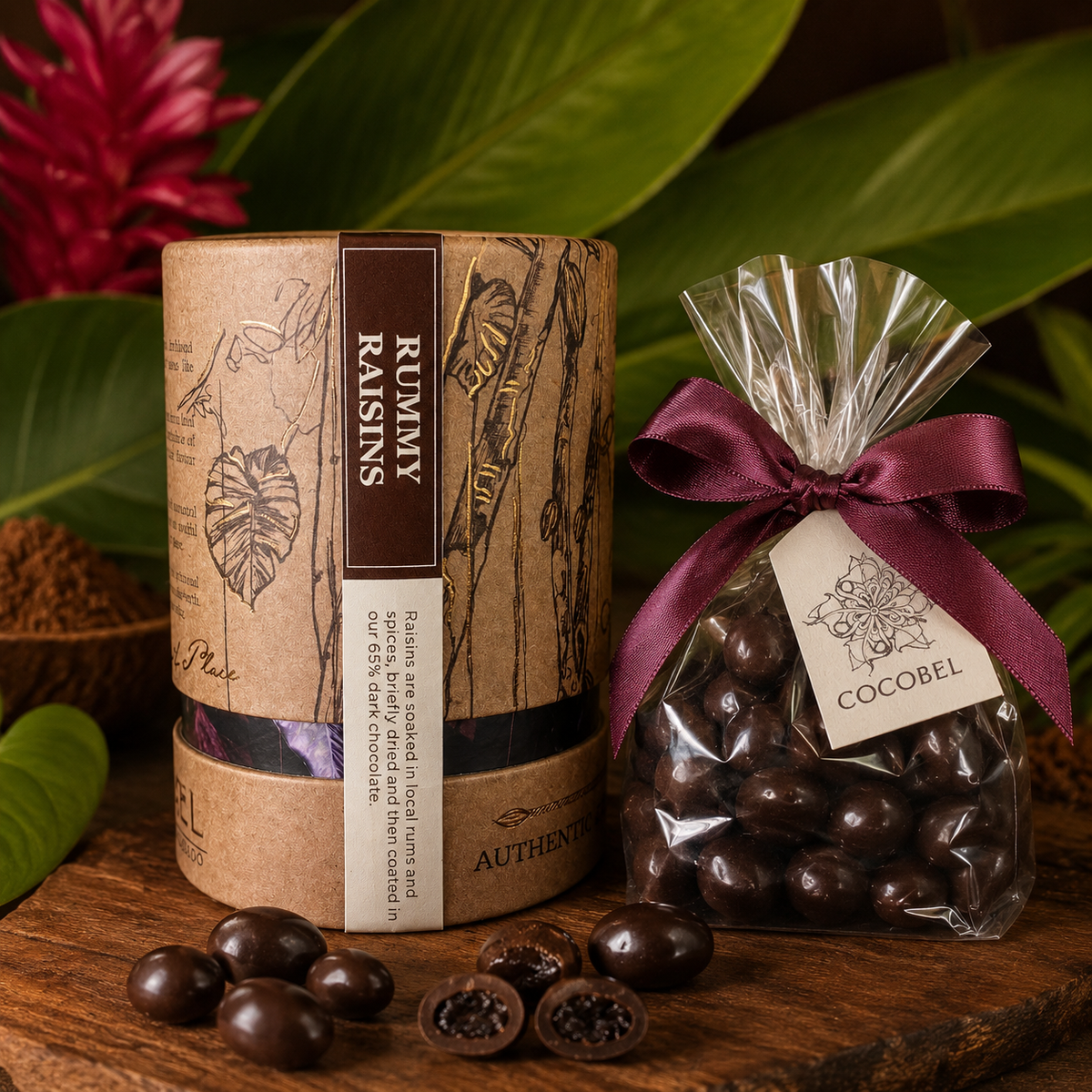 Rummy Raisins Dragées | Rum-Soaked Raisins Coated in 65% Dark Chocolate | Artisan Trinidad Chocolate