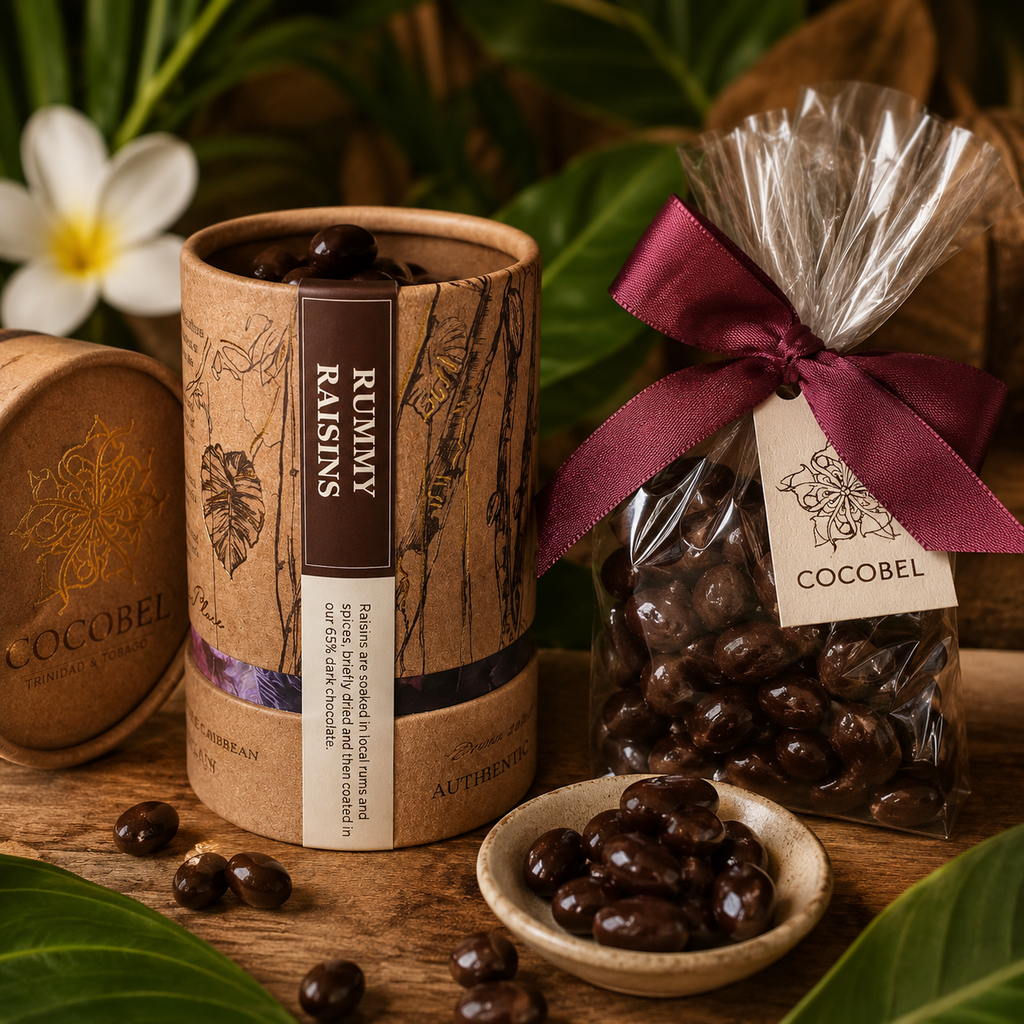 Rummy Raisins Dragées | Rum-Soaked Raisins Coated in 65% Dark Chocolate | Artisan Trinidad Chocolate