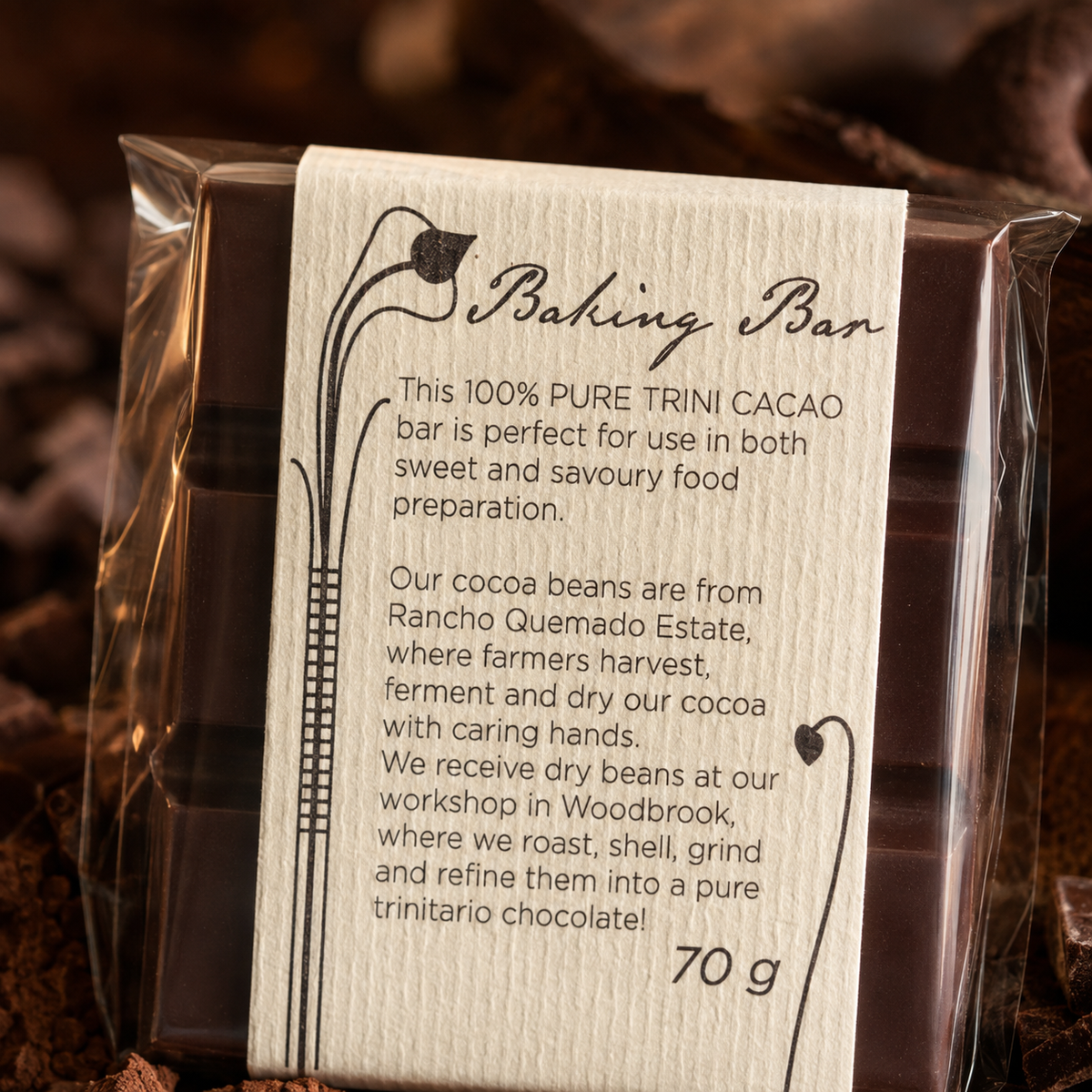 100% Baking Chocolate Bar | Unsweetened Pure Cocoa | Artisan Baking Chocolate from Trinidad & Tobago