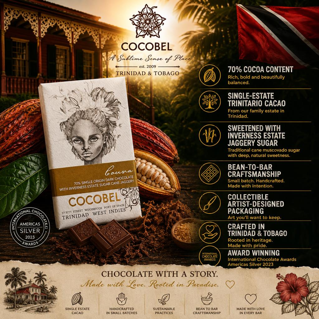 Couva 70% Dark Chocolate with Inverness Jaggery Sugar | Single-Estate Trinitario Chocolate | Award-Winning