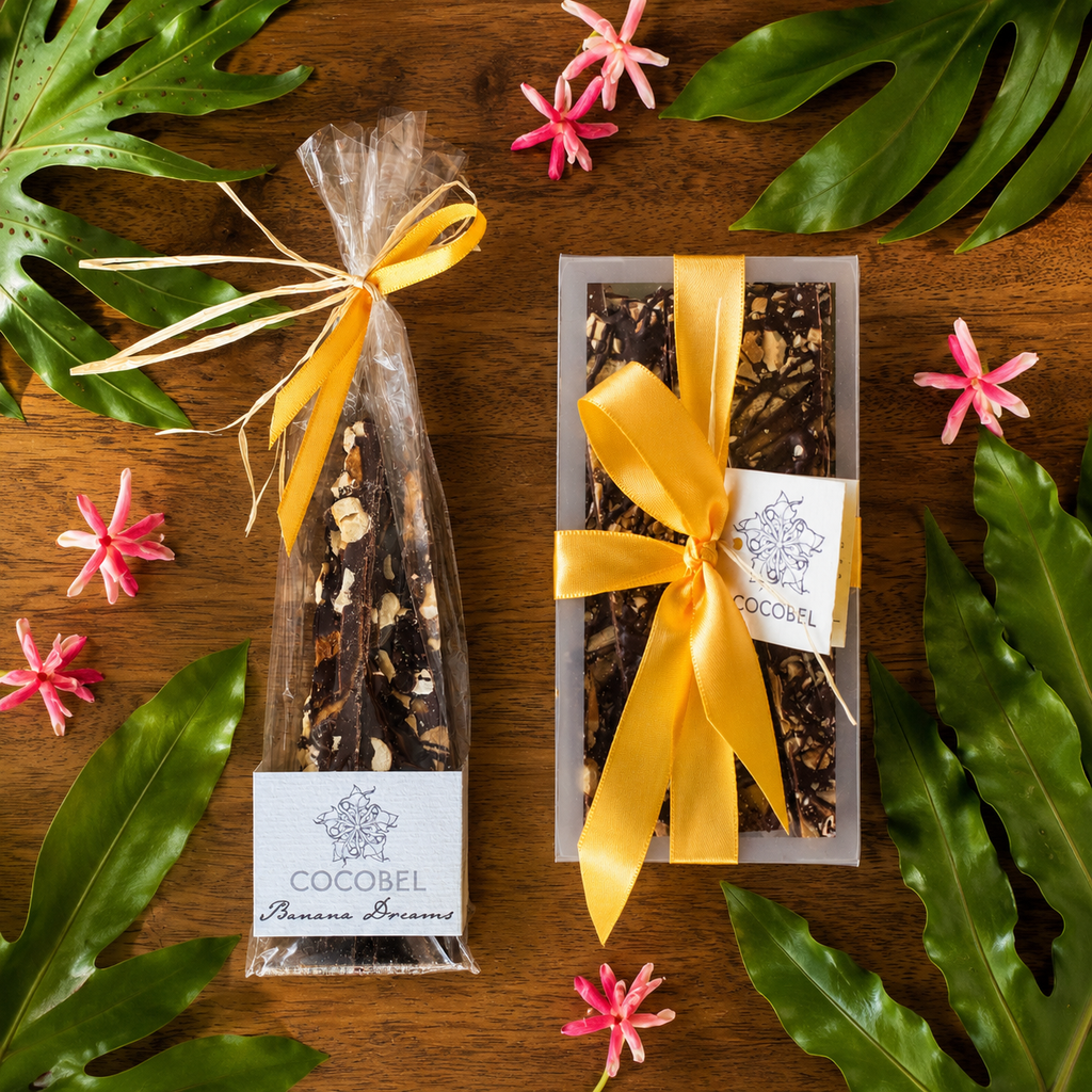 Banana Dreams Chocolate Bark | Dried Gros Michel Banana, Cashew & Milk Chocolate | Trinidad Artisan Chocolate