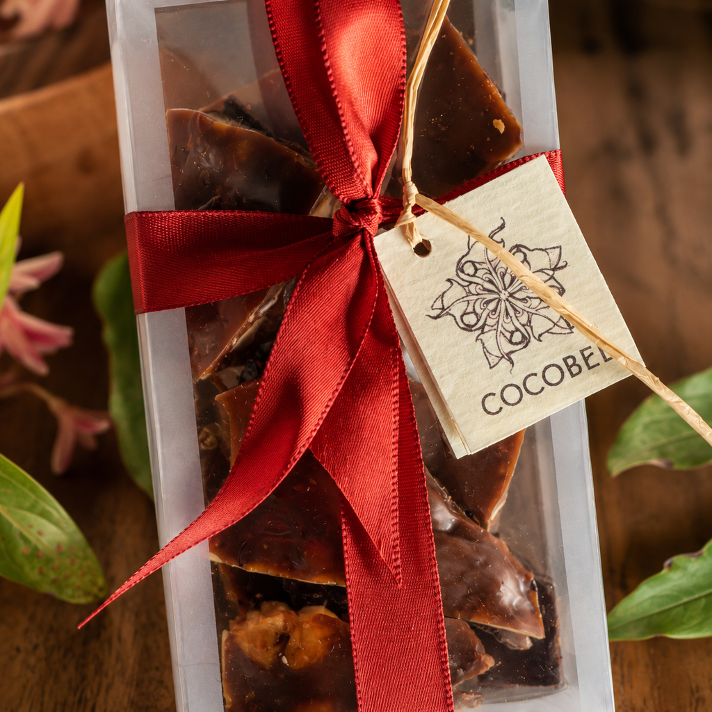 Brazil Nut Nib Toffee | Dark Chocolate Butter Toffee with Brazil Nuts & Cocoa Nibs | Artisan Trinidad Confection