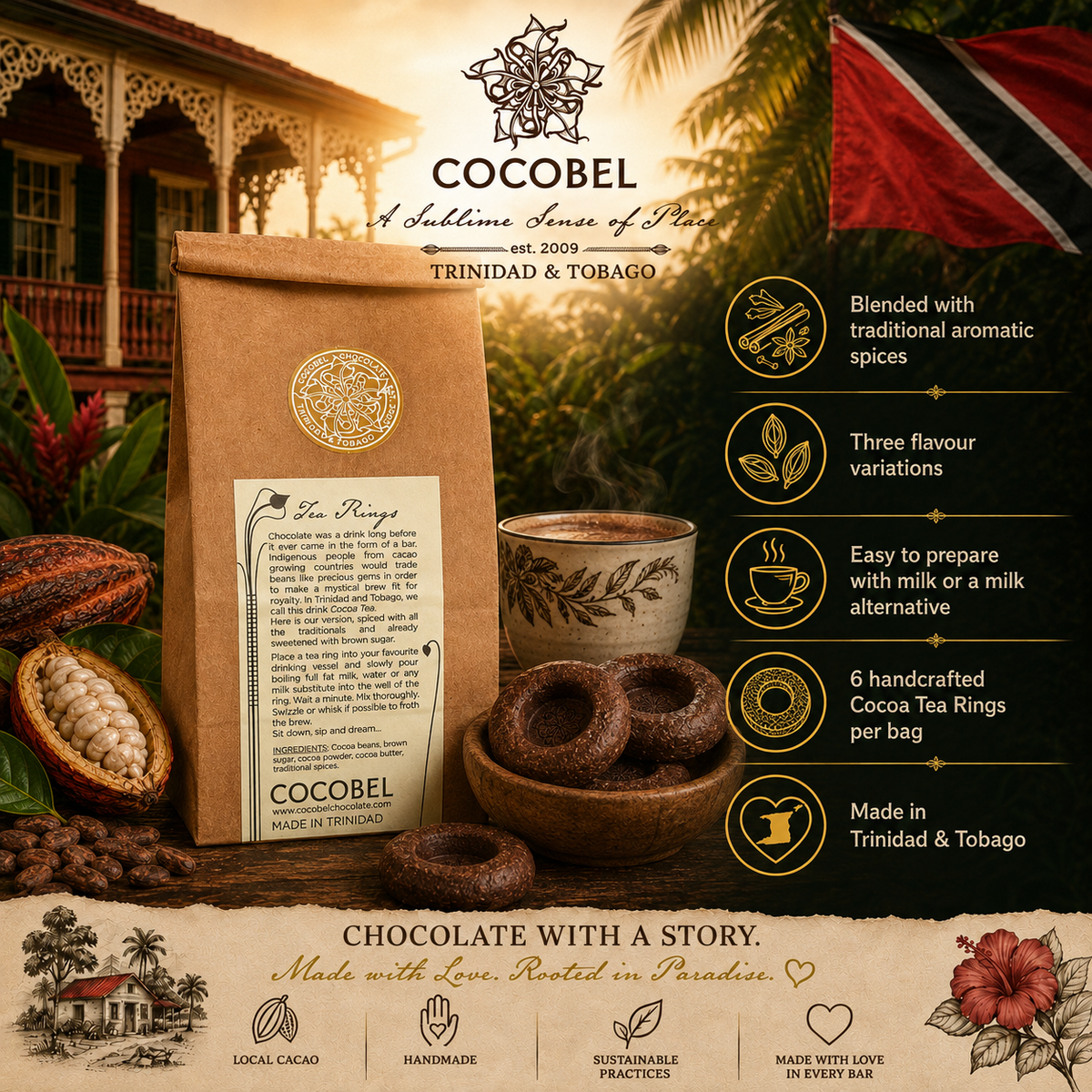 Cocoa Tea Rings | Spiced Drinking Chocolate | Traditional Trinidad & Tobago Cocoa Tea