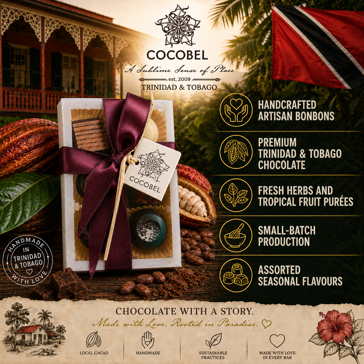 6 pcs Artisan Chocolate Bonbon Gift Collection | Handmade Bonbons from Trinidad & Tobago